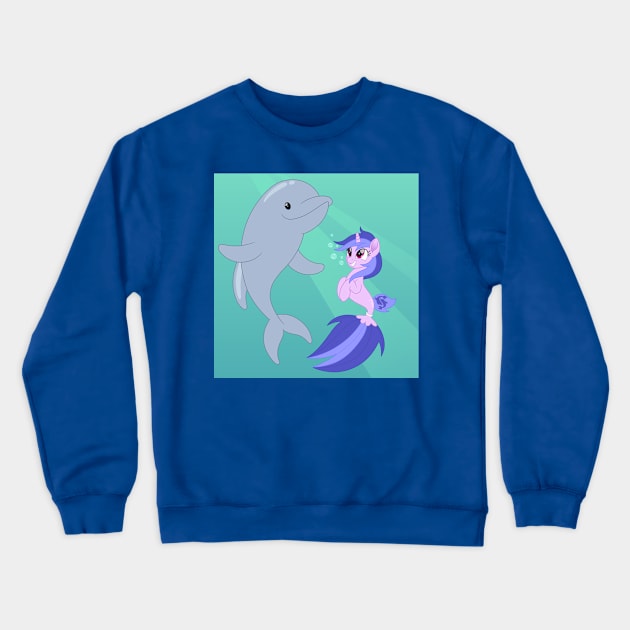 Sea Swirl seapony scene Crewneck Sweatshirt by CloudyGlow